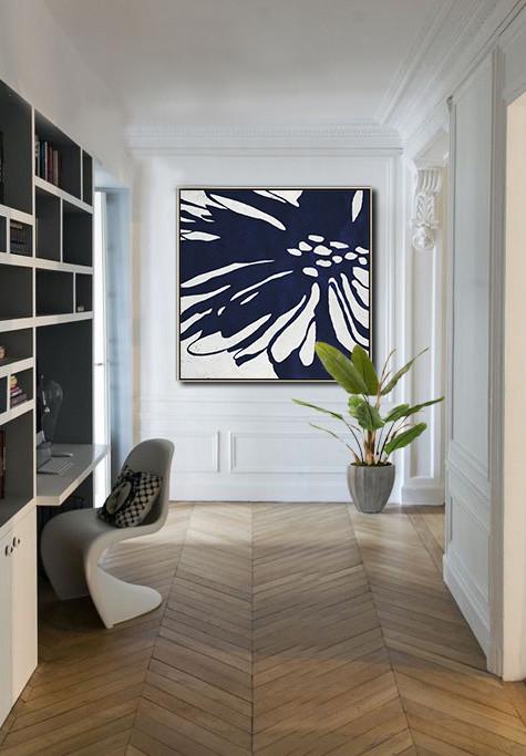 Navy Blue Minimalist Painting #NV287A - Click Image to Close